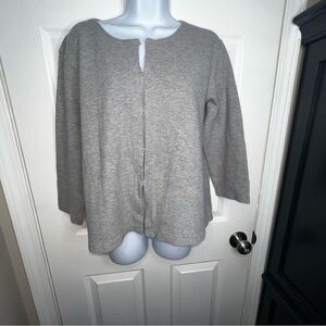 Eileen Fisher Women's Medium Gray Ribbed Lightweight Cardigan Sweater Top M L